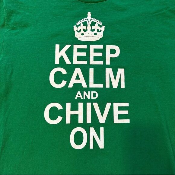 Keep Calm and Chive On KCCO Short Sleeve T-shirt Green Mens L - Picture 2 of 7